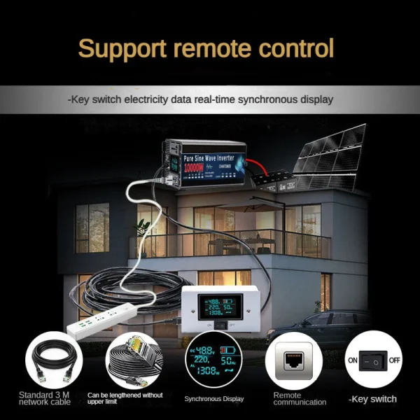 10000W Pure Sine Wave Inverter DC 12v/24v/48v/60v/72v To AC 110v/220v Car Solar Power Voltage Converter with 0/1 Remote Control - Image 5
