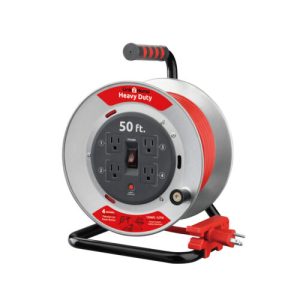 Link2Home Contractor Grade Retractable Extension Cord Reel 50Ft. 12AWG 4 Outlets