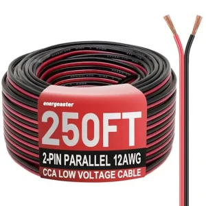 12AWG Copper Clad Electrical Wire 250FT Red Black Cable Hookup LED Strip Lights Flexible Outdoor Cord Low Voltage 12V 24V