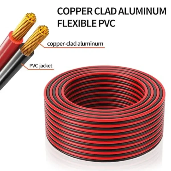 12AWG Copper Clad Electrical Wire 250FT Red Black Cable Hookup LED Strip Lights Flexible Outdoor Cord Low Voltage 12V 24V - Image 5