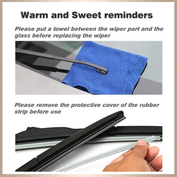 1Pc Universal Front Hybrid Wiper Blade 14" 16" 17" 18" 19" 20" 21" 22" 24" 26" U / J Type Hook Windscreen Wipers - Image 5