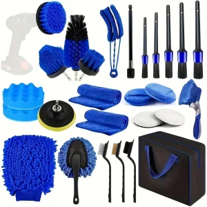 27Pcs/Set Convenient Helpful Multi-purpose Car Interior Brush Nylon Car Washing Brush Multifunctional for Gifts