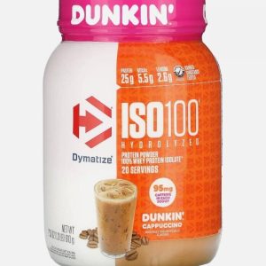 Dymatize ISO100  100% Whey Protein Isolate, Dunkin’ Cappuccino, 1.3 lb (610g)