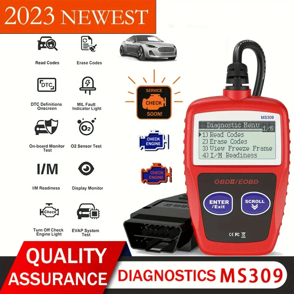 Advanced Car Diagnostic Tool Plus - Upgraded MS309 OBD2 OBDII EOBD Fault Code Reader Scanner with Enhanced Error Detection - Image 2