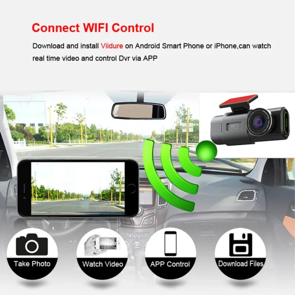 Black Box For Car GPS Wifi 4K Mini Camera Recorder 24H Parking Dual Lens With 1080P Rearview Camera Night Vision E-ACE Dashcam - Image 6