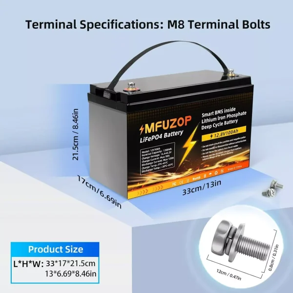 DTOUBOSS Original Lithium Rechargeable LiFePO4 For Solar System RV Outdoor Travel Home BMS 12V 100Ah - Image 2