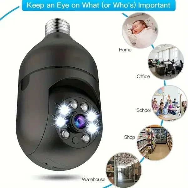 E27 Bulb Camera 4X Digital Zoom AI Human Motion Detect Full Color Night Vision Surveillance Camera APP - Image 5