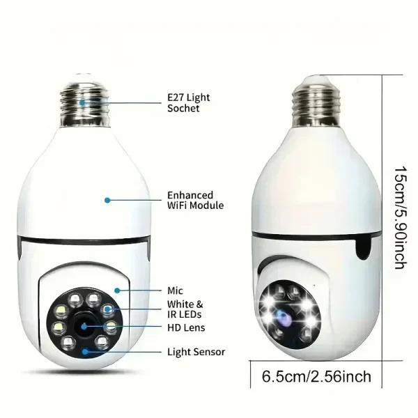 E27 Bulb Camera 4X Digital Zoom AI Human Motion Detect Full Color Night Vision Surveillance Camera APP - Image 6