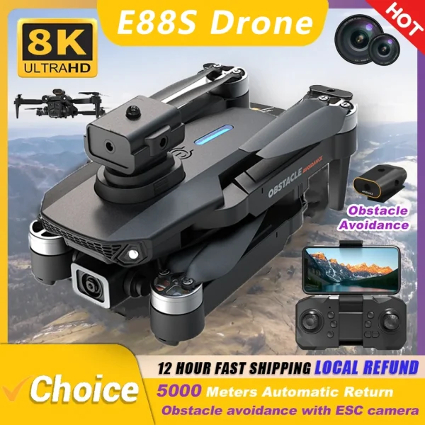 E88s Pro Drone Quadcopter Remote Control Handle Four Axis Aircraft HD 8K 360° Photography UAV Altitude Fixation Helicopter Toys