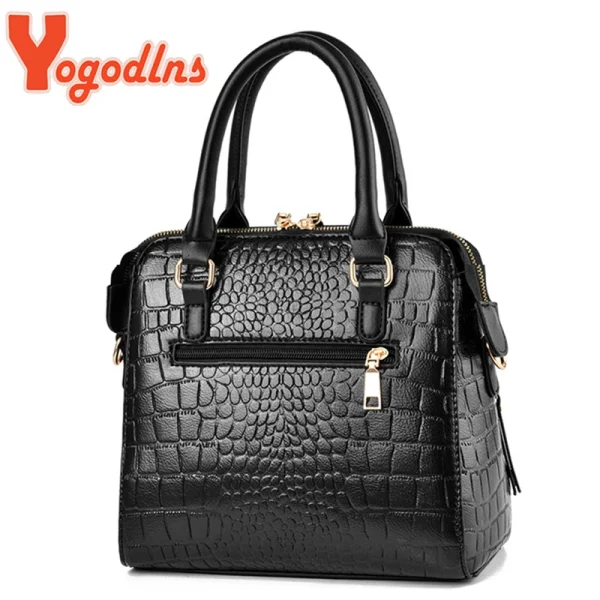 Yogodlns Luxury Crocodile Pattern Handbag Women Winter New PU Leather Tassel Shoulder Bag Brands Design Handle Bag Lady Purse - Image 4