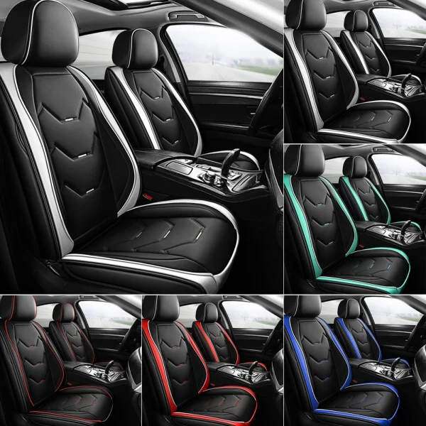 Leather Car Seat Cover Set Front & Rear Full Coverage - Image 3