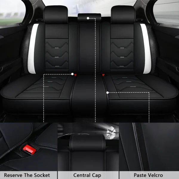 Leather Car Seat Cover Set Front & Rear Full Coverage - Image 4