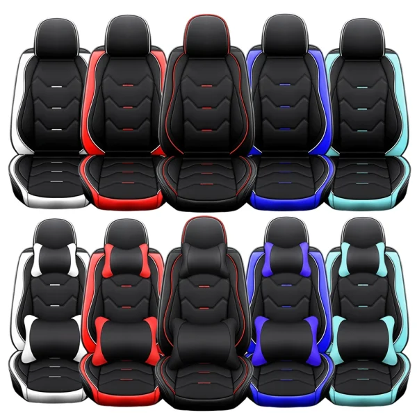 Leather Car Seat Cover Set Front & Rear Full Coverage - Image 6