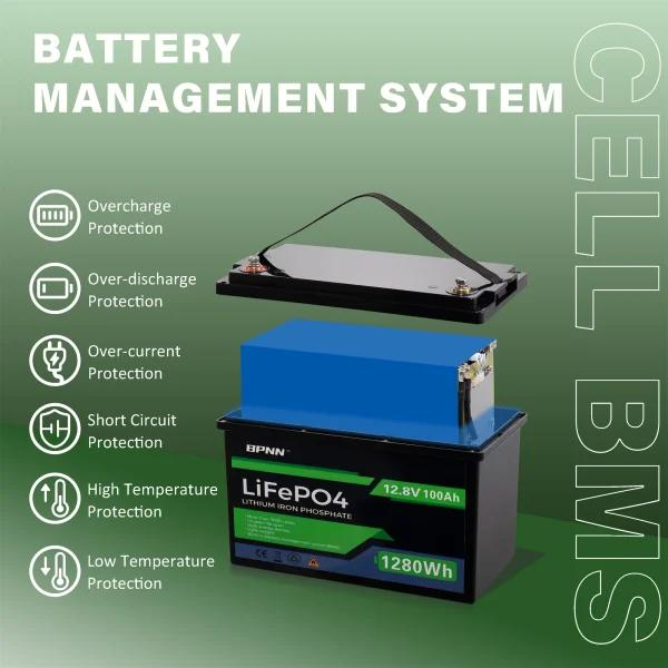 LiFePO4 Battery Cycle Lithium Battery, Built-in BMS, 5000+ Cycles Rechargeable Battery And 10-Year Lifetime Perfect For RV Solar - Image 5