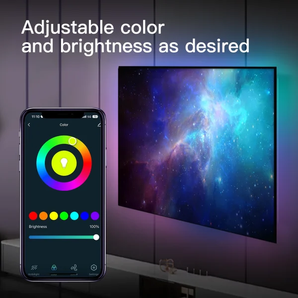 MOES Wifi Smart Ambient Lighting TV Backlight HDMI 2.0 Device Sync Box Led Strip Lights Kit Alexa Voice Google Assistant Control - Image 3