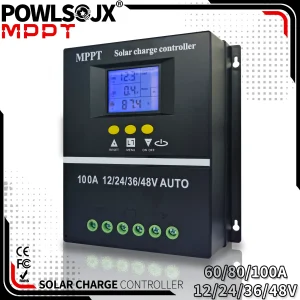 POWLSOJX MPPT 100A 80A 60A Solar Charge Controller 12V 24V 36V 48V Solar Panel Lead Acid/Lithium Battery Regulator Dual USB