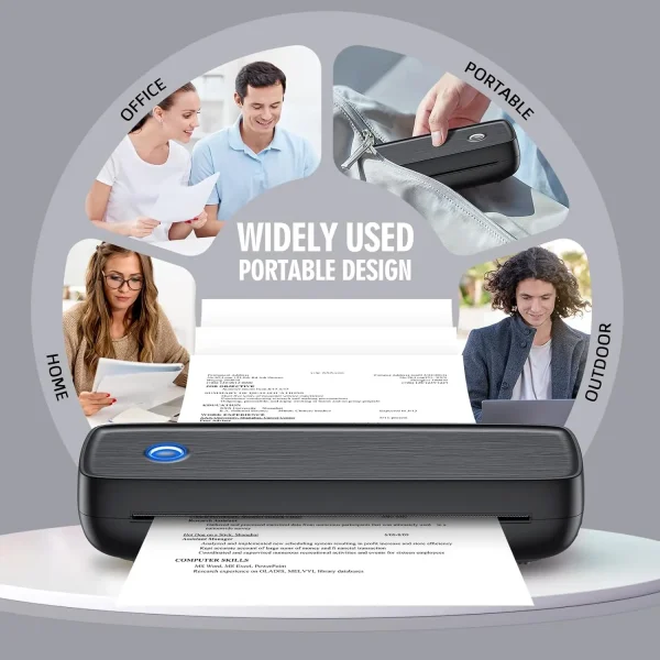 Portable Wireless Bluetooth Thermal Inkless Printer - Support US Letter &Legal, Thermal Paper, Compatible with iOS, Android - Image 3