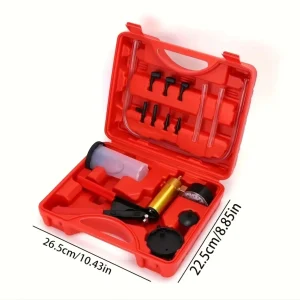 Manual Vacuum Pressure Pump Brake Fluid Drain Kit Vacuum Pistol Pump Tester Kit Portable Durable Aluminum Vacuum Gauge