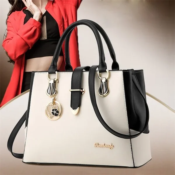 Ladies Hand Bags Fashion Patchwork Shoulder Office Work PU Leather Bag Female Casual Solid Color Bags Lady Simple Messenger Bag - Image 2