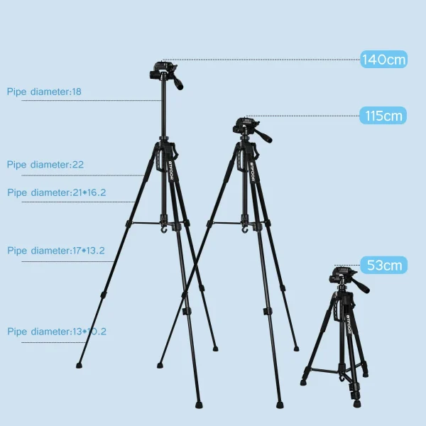 Phone Travel Self Tripod Aluminum Tall 55” 140CM Stand With Quick Plates Mount Pan Head For Canon Nikon DSLR SLR Digital Camera - Image 5