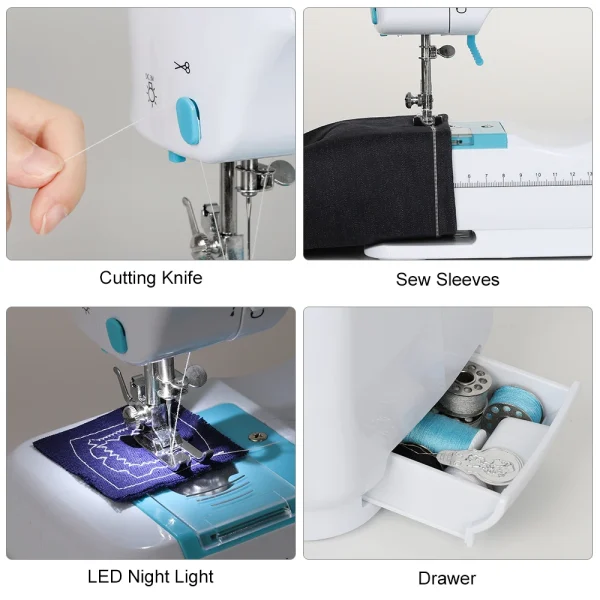 Portable Sewing Machine 12 Built-in Stitches Double Thread for Beginner Crafting DIY Mini Sewing Machine - Image 4