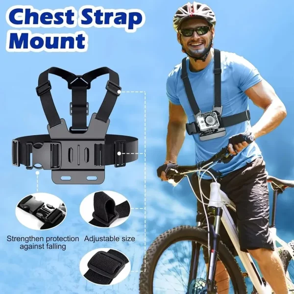 All-in-One 6pcs Action Camera Kit Head Strap Chest Strap Mount Adjustable for GoPro Phone Osmo Enhanced Stability Versatility - Image 3