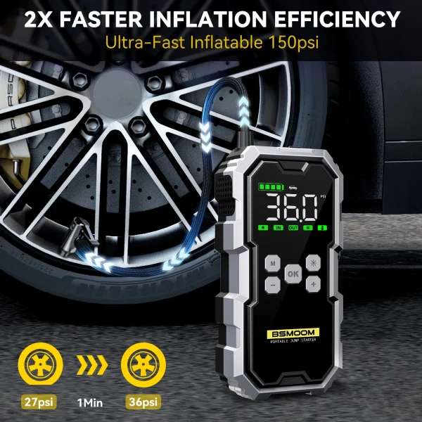 Car Jump Starter With Air Compressor LCD Screen 21800mAh Portable Booster Charger 6000A Powerful Car Battery Starting Device - Image 3