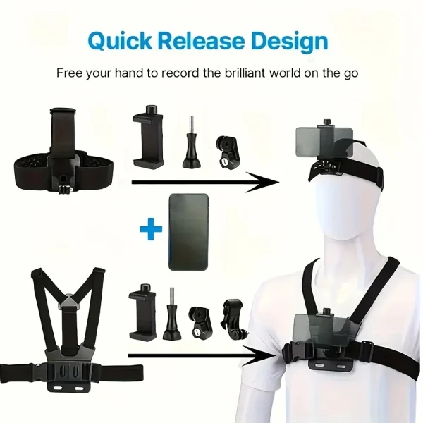 All-in-One 6pcs Action Camera Kit Head Strap Chest Strap Mount Adjustable for GoPro Phone Osmo Enhanced Stability Versatility - Image 2