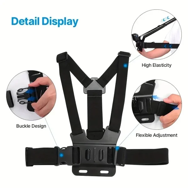 All-in-One 6pcs Action Camera Kit Head Strap Chest Strap Mount Adjustable for GoPro Phone Osmo Enhanced Stability Versatility - Image 4