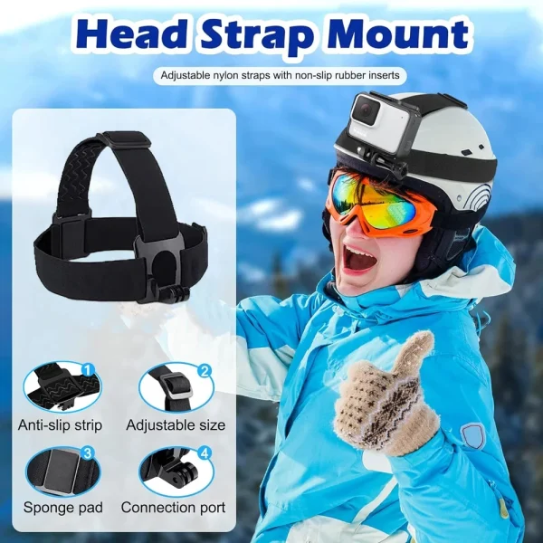 All-in-One 6pcs Action Camera Kit Head Strap Chest Strap Mount Adjustable for GoPro Phone Osmo Enhanced Stability Versatility - Image 5