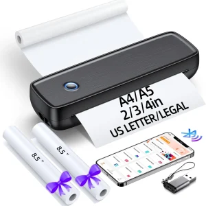 Portable Wireless Bluetooth Thermal Inkless Printer - Support US Letter &Legal, Thermal Paper, Compatible with iOS, Android