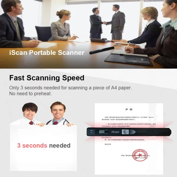 iScan Portable Scanner Mini Handheld Document Scanner A4 Book Scanner for JPG and PDF Format 300/600/900 DPI - Image 2