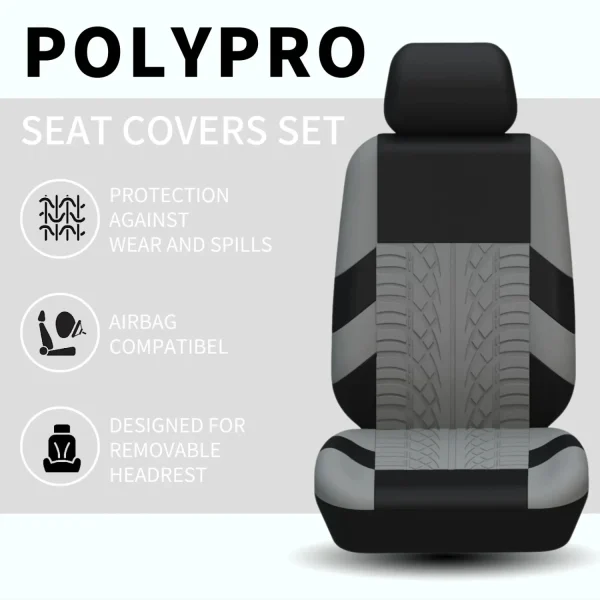 Ultimate Soft and Cozy Gray Car Seat Covers Full Set - Stylish Split Front and Rear Bench Protection - Premium Quality Materials - Image 5