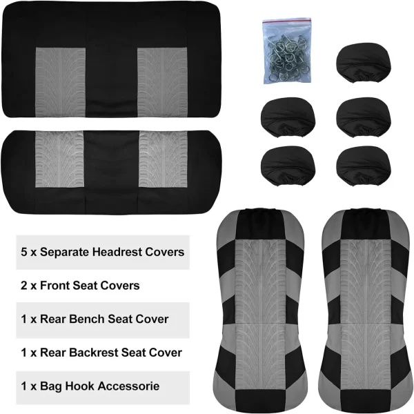 Ultimate Soft and Cozy Gray Car Seat Covers Full Set - Stylish Split Front and Rear Bench Protection - Premium Quality Materials - Image 6