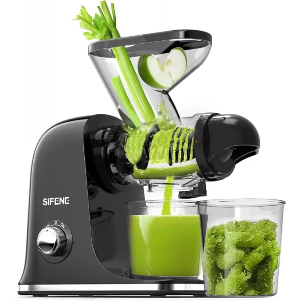 Press Juicer Machine, Compact Single Serve Slow Masticating Juicer, Vegetable and Fruit Juice Extractor Maker Squeezer