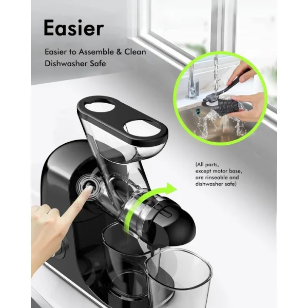 Press Juicer Machine, Compact Single Serve Slow Masticating Juicer, Vegetable and Fruit Juice Extractor Maker Squeezer - Image 6